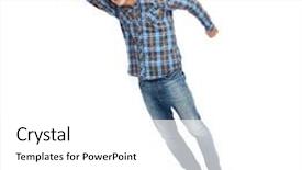  Presentation with movement - Theme with happiness freedom movement and people concept - smiling young man flying in air background and a white colored foreground