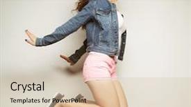  Presentation with movement - PPT theme featuring happiness freedom movement and people background and a soft green colored foreground