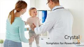  Presentation with baby doctor - Presentation theme consisting of happiness health - medicine healthcare pediatry and people background and a  colored foreground