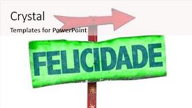  Presentation with happiness - Slide deck with happiness in portuguese sign isolated background and a sky blue colored foreground