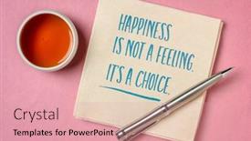  Presentation with personal development - Colorful slide deck enhanced with happiness-is-not-a-feeling backdrop and a coral colored foreground