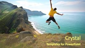  Presentation with emotional brain - Audience pleasing PPT layouts consisting of happiness jump and sea emotion backdrop and a tawny brown colored foreground