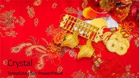  Presentation with chinese new year - Colorful PPT layouts enhanced with happiness peace riches and honour backdrop and a crimson colored foreground