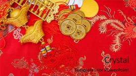  Presentation with good luck - Slide set featuring happiness peace riches and honour background and a crimson colored foreground