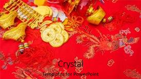  Presentation with chinese new year - PPT theme having happiness peace riches and honour background and a crimson colored foreground