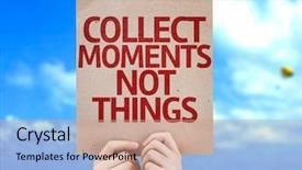  Presentation with philosophy - Theme featuring happiness philosophy - collect moments not things card background and a coral colored foreground