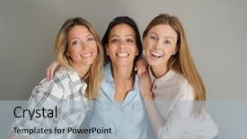  Presentation with cheerful - Colorful slides enhanced with happiness publicit - cheerful girls standing on grey backdrop and a  colored foreground