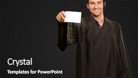  Presentation with sleepy yawning man driving car - Colorful presentation enhanced with happiness publicit - graduate man showing blank card backdrop and a  colored foreground