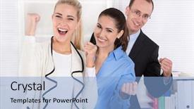  Presentation with team work - Slide deck with happiness publicit - happy business team - young background and a light blue colored foreground