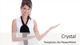  Presentation with young woman diagnosis of sti - Audience pleasing slide set consisting of happiness publicit - isolated young elegant woman presenting backdrop and a sky blue colored foreground