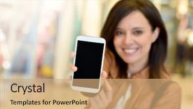  Presentation with mall - Theme consisting of happiness publicit - woman in shopping mall showing background and a  colored foreground