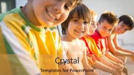  Presentation with limit - Slides having happiness without limit happy children background and a yellow colored foreground