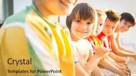  Presentation with limit - Beautiful theme featuring happiness without limit happy children backdrop and a yellow colored foreground