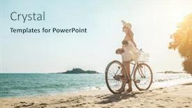  Presentation with rides - Cool new presentation theme with happiness-woman-traveler backdrop and a sky blue colored foreground