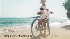  Presentation with rides - Presentation featuring happiness-woman-traveler background and a mint green colored foreground