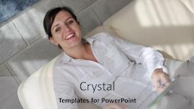  Presentation with living room - PPT theme consisting of happpy-young-woman-reading-magazina background and a light gray colored foreground