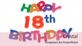  Presentation with 18th birthday - Presentation theme featuring happy 18th birthday letter blocks background and a coral colored foreground