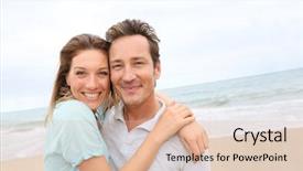  Presentation with old couple - Beautiful presentation featuring happy 40-year-old couple backdrop and a lemonade colored foreground