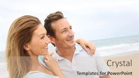  Presentation with old couple - Presentation with happy 40-year-old couple enjoying day at the beach background and a lemonade colored foreground