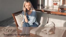  Presentation with family talking - Presentation theme enhanced with happy-40s-woman-talking background and a coral colored foreground