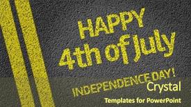  Presentation with 4th july - Beautiful PPT theme featuring happy 4th of july written on the road backdrop and a tawny brown colored foreground