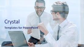  Presentation with news - Presentation design having happy about the good news background and a sky blue colored foreground