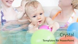  Presentation with happy korean kids - PPT theme enhanced with happy about their baby kids background and a soft green colored foreground