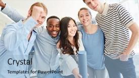  Presentation with exam results - Presentation theme featuring happy about university exam result background and a  colored foreground