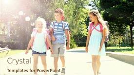  Presentation with paper bag vs plastic bags - Colorful presentation design enhanced with happy-active-children-with-bags backdrop and a cream colored foreground