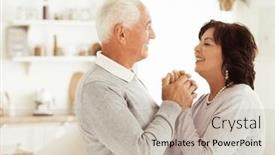  Presentation with old people - Presentation design featuring happy-active-elderly-senior-couple background and a mint green colored foreground