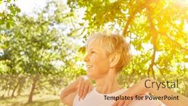  Presentation with woman sport - Colorful slide set enhanced with happy-active-elderly-woman-doing backdrop and a coral colored foreground