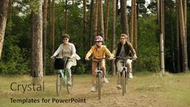  Presentation with summer trees - Slide set having happy-active-family-of-young background and a gold colored foreground