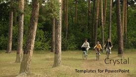  Presentation with bicycles - Audience pleasing presentation design consisting of happy-active-family-of-young backdrop and a gold colored foreground