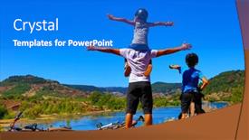  Presentation with bike - Slide set featuring happy-active-family-with-bike background and a cobalt blue colored foreground