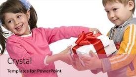  Presentation with siblings - Presentation theme having happy adorable siblings kids background and a  colored foreground