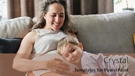  Presentation with pregnant mother - Presentation design consisting of happy-adorable-toddler-boy-listening background and a coral colored foreground