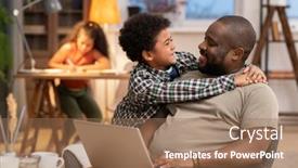 Presentation with homework - Presentation design with happy-affectionate-african-boy-embracing background and a coral colored foreground