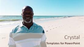  Presentation with happy retirement - Slide set consisting of happy-african-american-bald-senior background and a lemonade colored foreground