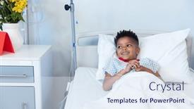  Presentation with african american patient - Slide set consisting of happy-african-american-boy-patient background and a sky blue colored foreground