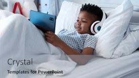  Presentation with african american patient - Presentation having happy-african-american-boy-patient background and a  colored foreground