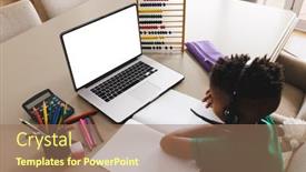  Presentation with happy life - Slide set enhanced with happy-african-american-boy-sitting background and a coral colored foreground