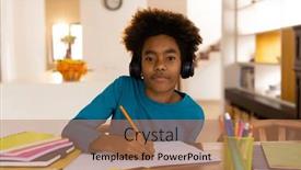  Presentation with happy life - PPT theme enhanced with happy-african-american-boy-sitting background and a coral colored foreground