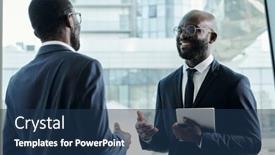  Presentation with african american meeting - PPT theme enhanced with happy-african-american-businessman background and a  colored foreground