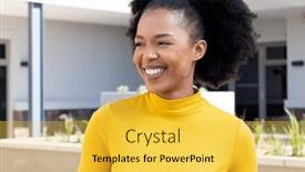  Presentation with african american business - Theme with happy-african-american-businesswoman-smiling background and a yellow colored foreground