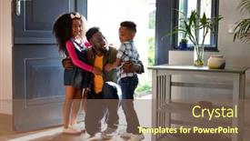  Presentation with african american children - Slide deck having happy-african-american-children-welcoming background and a violet colored foreground