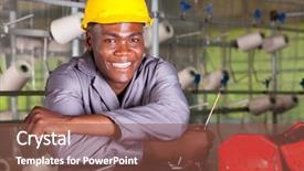  Presentation with african american marriage - PPT layouts consisting of job tool box - happy african american factory technician background and a tawny brown colored foreground
