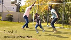  Presentation with american football - Presentation having happy-african-american-family-spending background and a yellow colored foreground