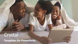  Presentation with global - Cool new PPT theme with happy african american family backdrop and a violet colored foreground