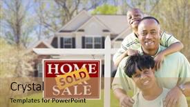  Presentation with real estate - PPT theme featuring happy african american family background and a coral colored foreground