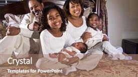  Presentation with african american baby - Audience pleasing slides consisting of happy african american family of five with newborn baby backdrop and a coral colored foreground